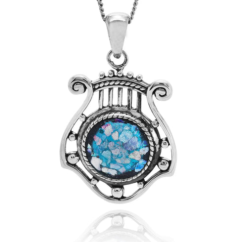 Harp Of David Roman Glass Pendant